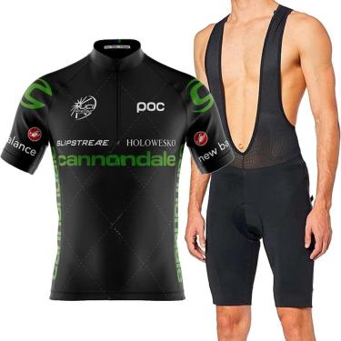 Imagem de Kit Ciclismo Cannondale Camisa Curta e Bretelle Forro Gel Mtb Bike-Unissex