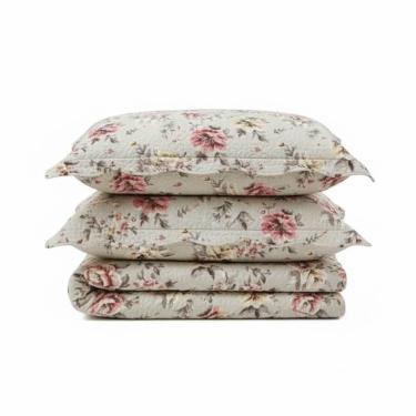 Imagem de Kit Cobre Leito Colcha Magnus Super King 3 Peças Dupla Face Estampado Floral - Garden -...