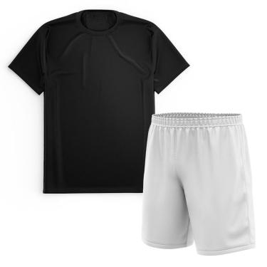 Imagem de Kit Calção Short Futebol Basquete Branco + Camiseta Manga Curta Masculina-Masculino