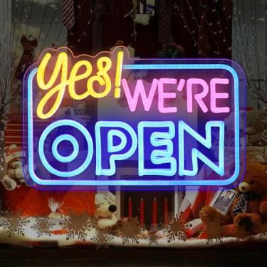 Imagem de Kiparfod Placas De Neon Abertas Sim, Estamos Abertos Placa Brilhante Led Para Pendurar Na Parede Decoração Janela Empresas Loja Restaurante Bar Café Salão Hotel