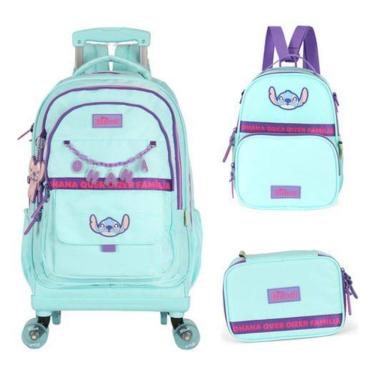 Imagem de Kit Mochila Rodinhas 360 Haste Dupla Porta Notebook Stitch