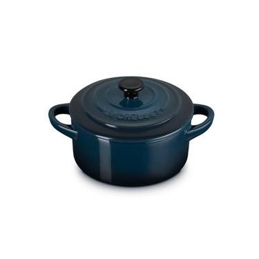 Imagem de Mini Cocotte Cerâmica com Pegador Preto Cor Azul Nuit Le Creuset