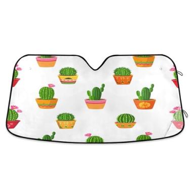 Imagem de SEHANY Pára-brisa de carro cacto planta verde para-sol dobrável janela frontal protetor de viseira solar para carro, SUV, caminhão - Mantenha o veículo fresco, 137 x 81,5 polegadas