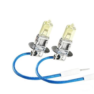 Imagem de Lyslykke 2 peças de lâmpadas de halogêneo H3 PK22S 24V 100W lâmpadas dianteiras de neblina DRL farol alto/baixo luzes automotivas universais para a maioria dos carros, caminhões, SUVs, amarelo