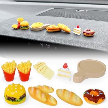 Imagem de TSTESE Conjunto de 9 peças de comida fofo para decoração de espelho retrovisor de carro, decoração de painel de alimentos, batatas fritas, saída de ar, console central, decoração de interiores,