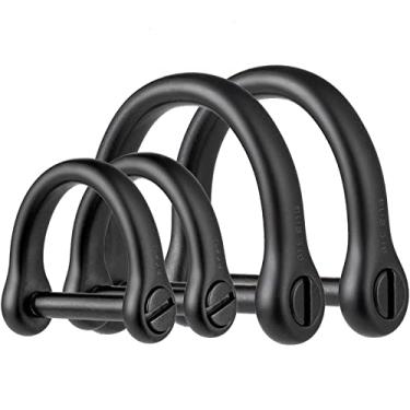 Imagem de FEGVE Chaveiro de anel D, chaveiro durável em forma de D para chaves de carro, fecho de ferradura com manilha de parafuso - (rolamento de carga: 22,7 kg)