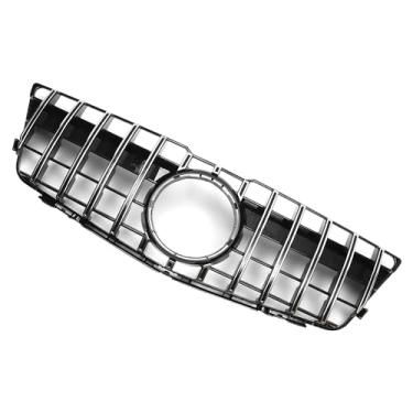 Imagem de X AUTOHAUX Grade de para-choque do capô superior dianteiro para Mercedes-Benz GLK280 2009 Grade de rim superior dianteiro cromado prateado preto