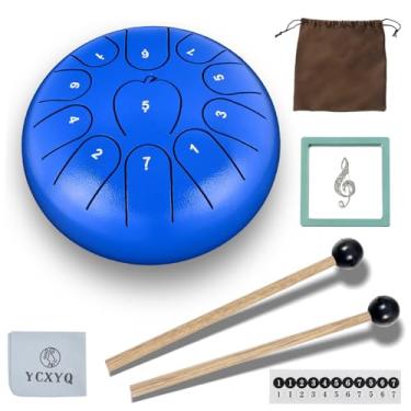 Imagem de YCXYQ Blue B Key - Tambor de língua de aço, tambor de chuva de aço carbono de 11 tons, 11 tons, instrumento profissional de percussão para meditação e cura, instrumento de acompanhamento solo