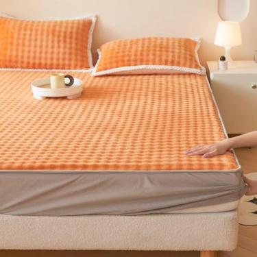 Imagem de Capa de colchão de veludo de pelúcia para todas as estações, protetor térmico, macio, elástico, à prova de poeira, para inverno, outono, primavera, aconchegante e quente, capa de colchão