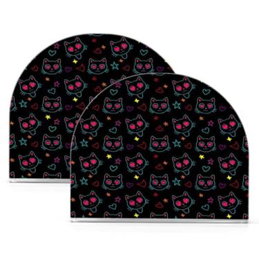 Imagem de Qilmy Porta-guardanapos de acrílico preto com rostos de gato, suporte de lenços de mesa independente transparente, dispensador de papel de coquetel para cozinha, jantar, restaurante, bar, decoração, 2