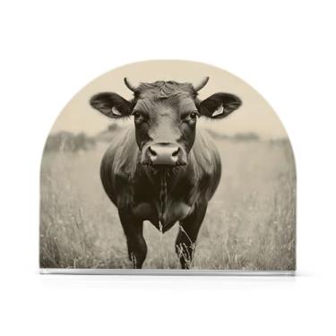 Imagem de JUZIHAI Porta-guardanapos de vaca vintage para mesa dispensador de guardanapo de acrílico para mesa suporte de lenços independente para cozinha sala de jantar bar festa decoração de casa