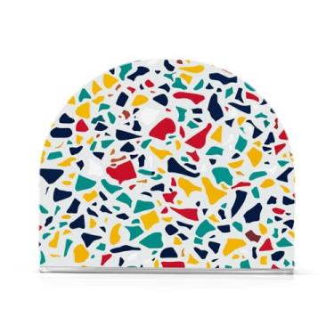 Imagem de Qilmy Porta-guardanapos acrílico padrão Terrazzo, suporte de lenços de mesa independente transparente, dispensador de papel de coquetel para cozinha, jantar, restaurante, bar, decoração, 1 pacote