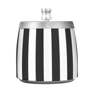 Imagem de JUZIHAI Cinzeiro listrado preto e branco com tampa, cinzeiro de aço inoxidável inodoro à prova de vento cinzeiro sem fumaça para escritório em casa, pátio, varanda, cigarro