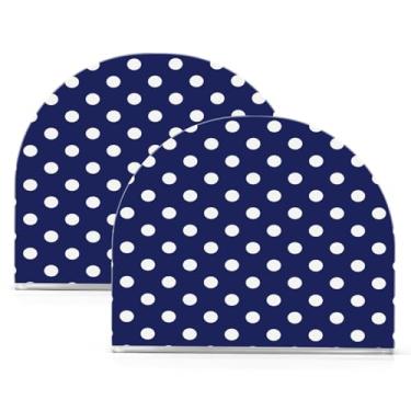 Imagem de Qilmy Porta-guardanapos acrílico de bolinhas azuis, suporte de lenços de mesa independente, dispensador de papel de coquetel para cozinha, jantar, restaurante, bar, decoração, 2 unidades