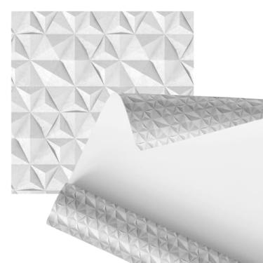 Imagem de Papel de Parede 3D Geométrico, Branco, Textura em Relevo, Padrão Triangular, 2,80 Metros