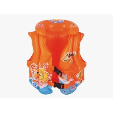 Imagem de Bóia Colete Infantil Estilo Salva Vidas Inflável Praia Piscina Verão (Laranja)