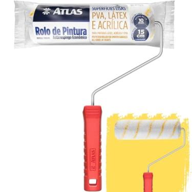 Imagem de Rolo de Pintura Médio 15cm Lã Microfibra 10mm Antirespingo Com Suporte | Atlas