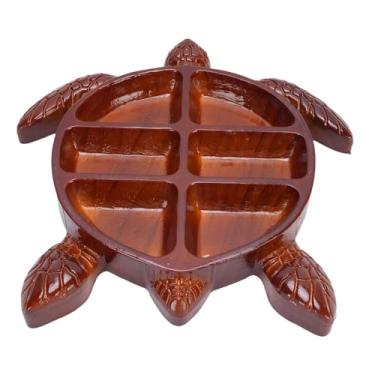 Imagem de POCREATION Táboa de Servir de Madeira para Charcuterie Queijo Frutas Nozes Lanches Com Seções Divididas Forma Artística Reutilizável Madeira de Pinho (Tartaruga)