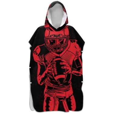 Imagem de Joisal Poncho de surf para jogadores de futebol de rúgbi, para adultos, trocador de roupão, plus size, para adultos, toalha de natação com capuz