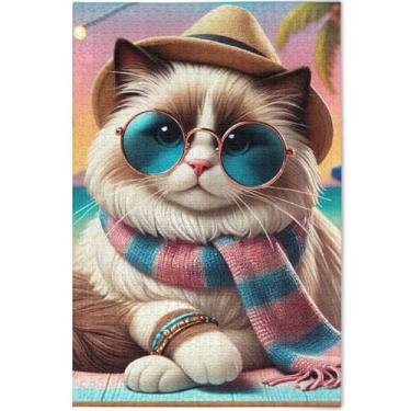 Imagem de Fashion Kitten Ragdoll Gato Adultos Quebra-cabeça 1000 peças quebra-cabeça tecnologia jogo quebra-cabeça presentes exclusivos arte decoração pintura, 75 cm x 50 cm