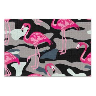 Imagem de Quebra-cabeça rosa flamingos pretos para adultos 1000 peças de arte de brinquedo familiar personalizado rígido grande quebra-cabeça engraçado presentes de jogo de quebra-cabeça, 75 x 40 cm