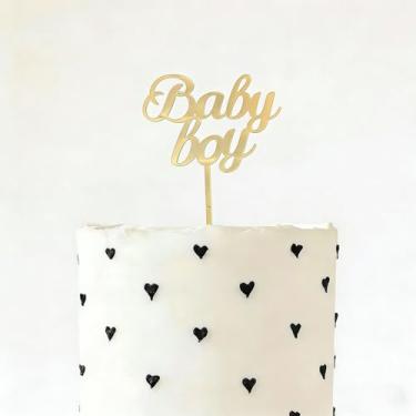 Imagem de Acrylic Baby Boy Cake Topper-Golden Oh Boy Cake Decoration for Baby Birthday Party Gender Reveal Party Photo Booth Props