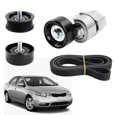 Imagem de 2528125000 Tensionador, polia intermediária e kit de correia serpentina com nervuras V para Sonata/Tucson/Santa Fe & Optima/Forte/Sportage/Sorento 2.0L/2.4L, substitui # 252122G760, 2528825001