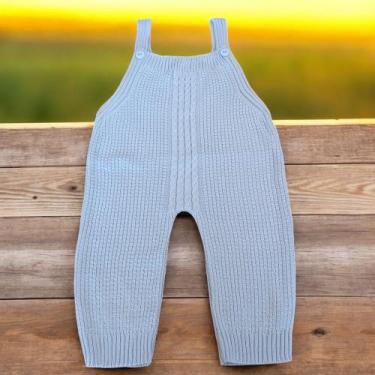 Imagem de Jardineira Tricô Ponto de Arroz Macacão Para Passeio e Maternidade Ant