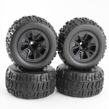 Imagem de KingVal 4PCS Rubber Wheels Tires 90x43mm Hex 12mm RC Spare Parts Compatible with SCY 16101 16101PRO 16102 16102PRO WLtoys 144010 MJX 14209 14210 RC Car