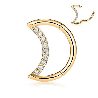 Imagem de Brincos Funlmo 16 G de Lágrima de Lua em Aço Cirúrgico Daith Rook Tragus Piercing Joia CZ Anel de Encaixe de Septo Pequeno Brinco de Argola