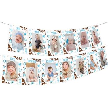Imagem de Banner de fotos mensal Funmemoir Cowboy 1st Birthday Boy