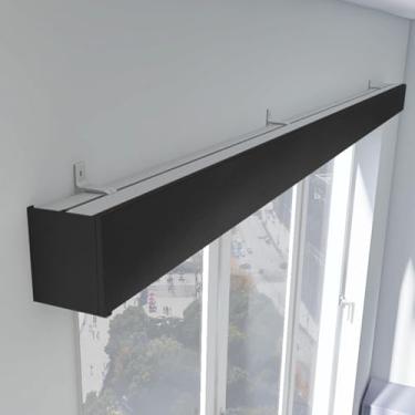 Imagem de Trilho de cortina três em um trilho de cortina e sanefa, cortina de metal tudo-em-um suporte de parede/teto, painel decorativo blackout personalizável trilhos de cortina de janela para sala de estar