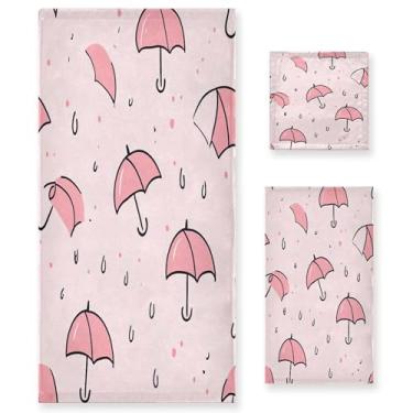 Imagem de xigua Lindo conjunto de toalhas de banheiro guarda-chuva de chuva absorvente macio 3 peças toalha de banho toalha de mão toalhas decorativas para banheiro, academia, hotel, praia, piscina