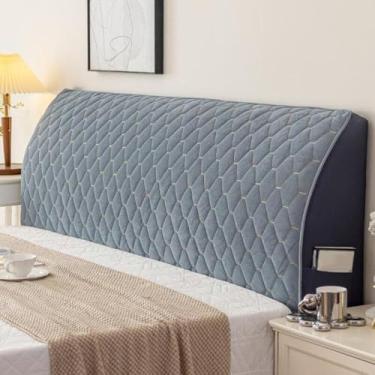 Imagem de Cabeceira completa estofada, capa protetora para cabeceira, lavável na máquina e resistente a rugas, para decoração de quarto, dormitório e aluguel de casa - cinza | | 220 cm
