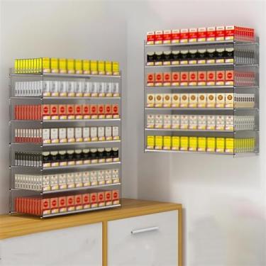 Imagem de Organizador de caixa de exibição automática de cigarros para loja de varejo - Suporte de empurrador de exibição de cigarro transparente para bancada/parede para restaurantes de balcão de mercado (Cor
