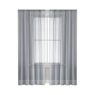 Imagem de Cortinas De Tela Semi Blackout Em Cor Sólida De Terylene 2PCS Para Sal