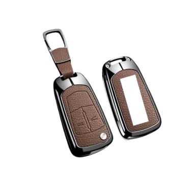Imagem de Capa para chave remota de couro de liga de zinco para carro compatível com Opel/Astra JH/Corsa/Insignia/Mokka/Zafira/Meriva Acessor de chaveiro protetor(A Dark Brown 1)