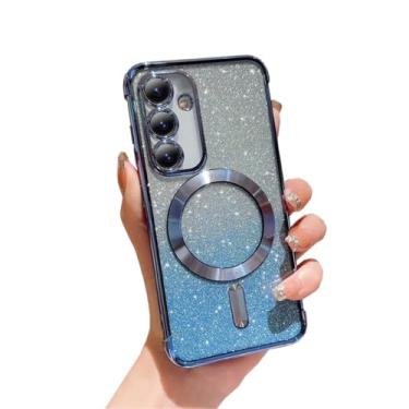 Imagem de Doowear Capa para Galaxy S25 Plus com glíter magnético [suporta carregador Magsafe] Capa para celular com proteção total para Samsung Galaxy S25 Plus-azul