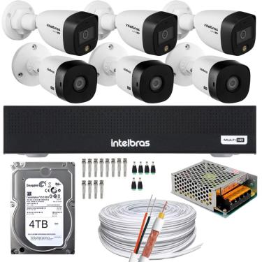 Imagem de Kit 6 Câmeras Intelbras 3 cam Full Color 3 cam 1220b Full Hd Dvr Mhdx 1008-C C/HD 4tb