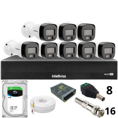 Imagem de Kit 8 Câmeras Intelbras 3220b Full Color Com Áudio Dvr Mhdx 1016-c Intelbras Com Detecção De Movimentos Hd 6tb