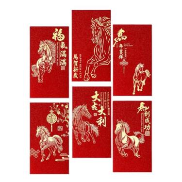 Imagem de Envelope vermelho chinês, pacote de dinheiro de cavalo, 2026 geométrico e auspicioso impressão em nuvem envelopes de ano novo chinês, para meninos, meninas, adultos, família, festa de aniversário