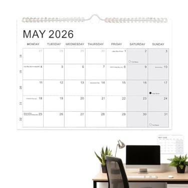 Imagem de Calendário 2026-2027 de 18 meses, planejador de blocos pautados com férias e fase lunar | Calendário de 18 meses, janeiro de 2026 a junho de 2027, para casa, escola, escritório, sala de aula, sala de