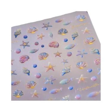 Imagem de Adesivos Coloridos De Água-Viva E Estrela-do-Mar Para Unhas, Bolhas Ar