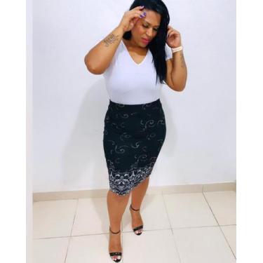Imagem de Saia Midi Lapis Executiva Tubinho Trabalho Secretaria Basica Moda Cris