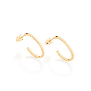 Imagem de Brinco Meia Argola Oval. - Rommanel Cor:Dourado, Dourado