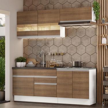 Imagem de Armário De Cozinha Completa 200cm Branco/rustic Glamy Madesa 07 Branco/rustic