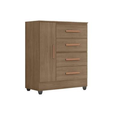 Imagem de Cômoda Lite 4 Gavetas 01 Porta Carvalho Oak - Móveis Leão