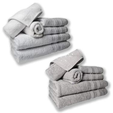 Imagem de Jogo Toalhas 4 Banhos 4 Rostos 4 Grande Grossa Branco Cinza - TOALHAS 