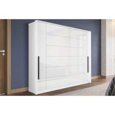 Imagem de Guarda Roupa Casal Lisboa 2 Portas de Correr 2 Gavetas MDF-MDP Branco Politorno Móveis