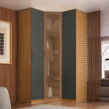 Imagem de Guarda Roupa de Canto Obliquo Reflecta 3 Portas Mdf Altezza Freijó/Titânio